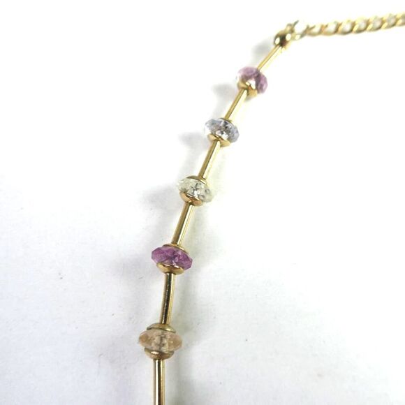 Vida Jewels Gold Tone Pastel Rainbow Sparkly Necklace Bridgerton Regency Stones - Picture 2 of 10